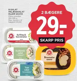 MENY K-salat pålægssalat eller sauce (2 bægere) tilbud