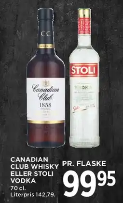 MENY Canadian Club whisky eller Stoli vodka tilbud