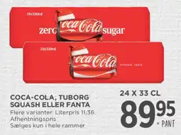 MENY Coca‑Cola, Tuborg Squash eller Fanta (24 x 33 cl) tilbud