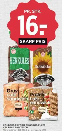 MENY Kohberg favorit rugbrød eller velsmag sandwich tilbud