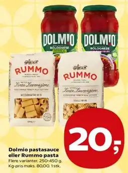 Kvickly Dolmio pastasauce eller Rummo pasta tilbud