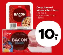 Kvickly Coop bacon i skiver eller i tern tilbud