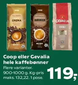 Kvickly Coop eller Gevalia hele kaffebønner tilbud