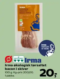 Kvickly Irma økologisk tørsaltet bacon i skiver tilbud