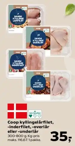 Kvickly Coop kyllingelårfilet / inderfilet / overlår / underlår tilbud