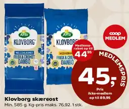 Kvickly Klovborg skæreost tilbud