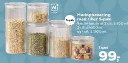 Kvickly Madopbevaring med riller 5-pak tilbud
