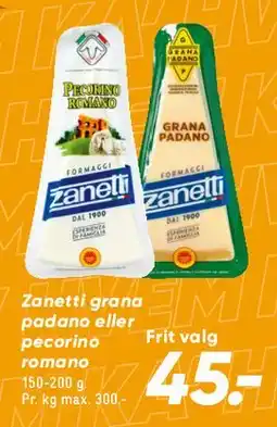 Bilka Zanetti - Grana Padano / Pecorino Romano tilbud