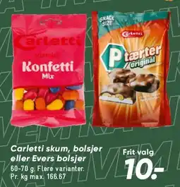 Bilka Carletti skum, bolsjer eller Everts bolsjer tilbud