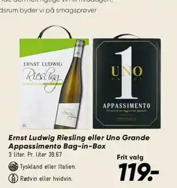 Bilka Ernst Ludwig Riesling eller Uno Grande Appassimento tilbud