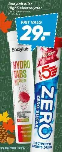Bilka Bodylab eller High5 elektrolytter tilbud