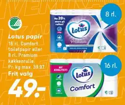Bilka Lotus papir (toilet/køkken) tilbud