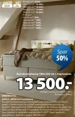 JYSK GAULA + RESA kontinentalseng tilbud