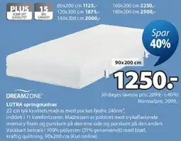 JYSK DREAMZONE LUTRA springmadras tilbud