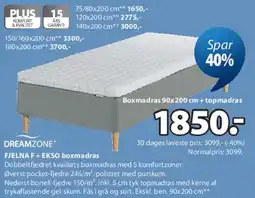 JYSK DREAMZONE FJELNA / EKSØ boxmadras tilbud