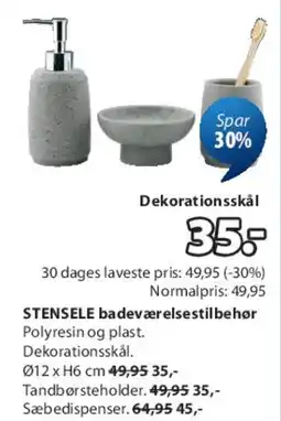 JYSK STENSELE badeværelsestilbehør tilbud