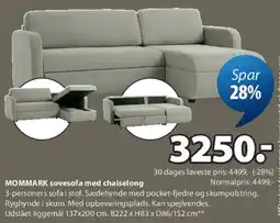 JYSK MOMMARK sovesofa med chaiselong tilbud