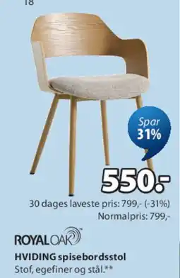 JYSK HVIDING spisebordsstol tilbud