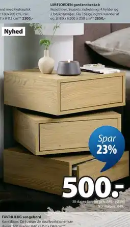 JYSK FAVRBJERG sengebord tilbud