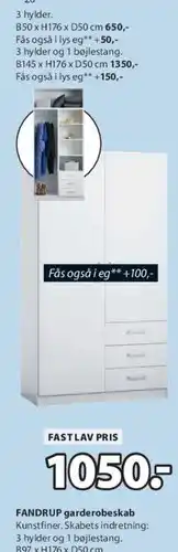 JYSK FANDRUP garderobeskab tilbud