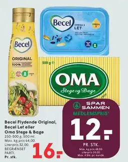 SPAR Becel Flydende Original / Becel Let eller Oma Stege & Bage tilbud