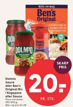 SPAR Dolmio Sauce eller Ben's Original Ris tilbud