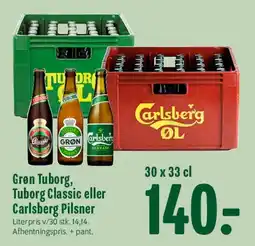 Min Købmand Grøn Tuborg / Tuborg Classic / Carlsberg Pilsner tilbud