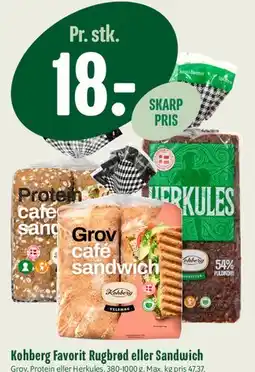 Min Købmand Kohberg Favorit Rugbrød eller Sandwich tilbud