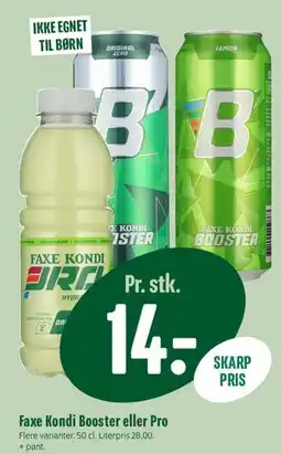 Min Købmand Faxe Kondi Booster eller Pro tilbud