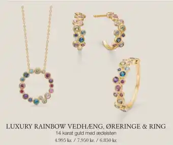 Luxury Rainbow Vedhæng, Øreringe & Ring