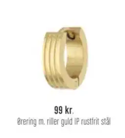 Vibholm Ørerings m. riller guld IP rustfrit stål tilbud