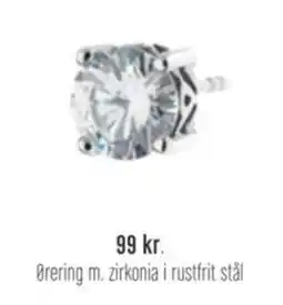 Vibholm Ørering m. zirkonia i rustfrit stål tilbud