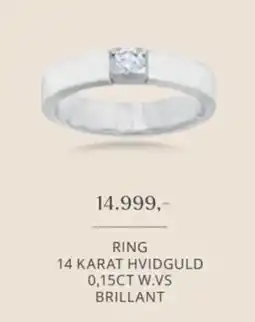 Vibholm Ring 14 Karat Hvidguld 0,15ct W.VS Brillant tilbud