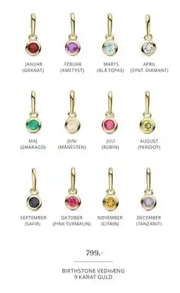 Aveny BIRTHSTONE VEDHÆNG tilbud