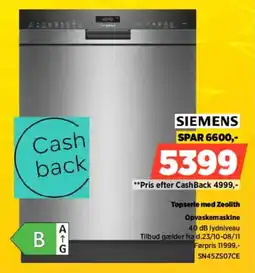 Power Siemens Topserie med Zeolith Opvaskemaskine tilbud