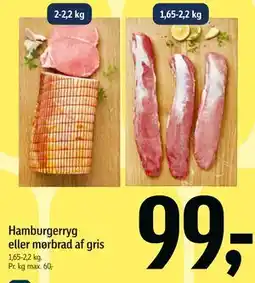 Føtex Hamburgerryg eller mørbrad af gris tilbud