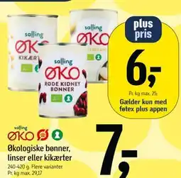 Føtex Økologiske bønner, linser eller kikærter tilbud