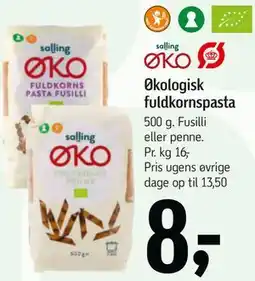 Føtex Økologisk fuldkornspasta tilbud