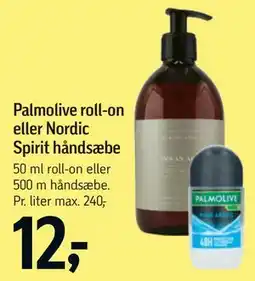 Føtex Palmolive roll-on eller Nordic Spirit håndsæbe tilbud
