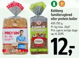 Føtex Kohberg familierugbrød eller protein boller tilbud