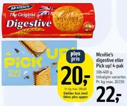 Føtex Mcvitie’s digestive eller Pick up! 4-pak tilbud