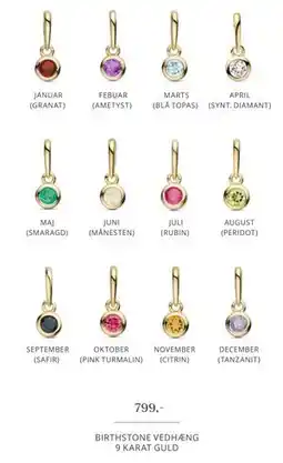 Vibholm BIRTHSTONE VEDHÆNG tilbud