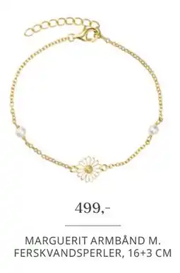 Vibholm MARGUERIT ARMBÅND M. FERSKVANDSPERLER, 16+3 CM tilbud