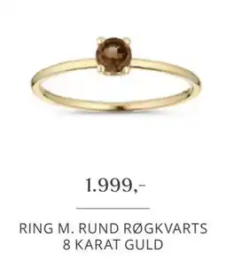 Vibholm RING M. RUND RØGKVARTS 8 KARAT GULD tilbud