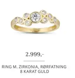 Vibholm RING M. ZIRKONIA, RØRFATNING 8 KARAT GULD tilbud