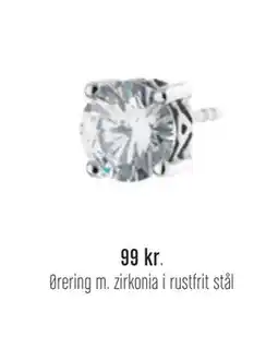 Vibholm Ørering m. zirkonia i rustfrit stål tilbud