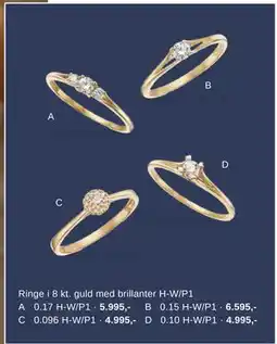 Vibholm Ringe i 8 kt. guld med brillanter H-W/P1 tilbud