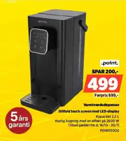 Power .point varmtvandsdispenser tilbud