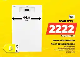 Power Beko steam gloss funktion 45 cm opvaskemaskine tilbud