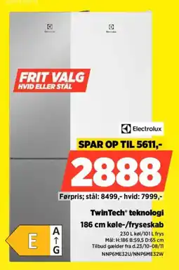 Power Electrolux 186 cm køle-/fryseskab tilbud